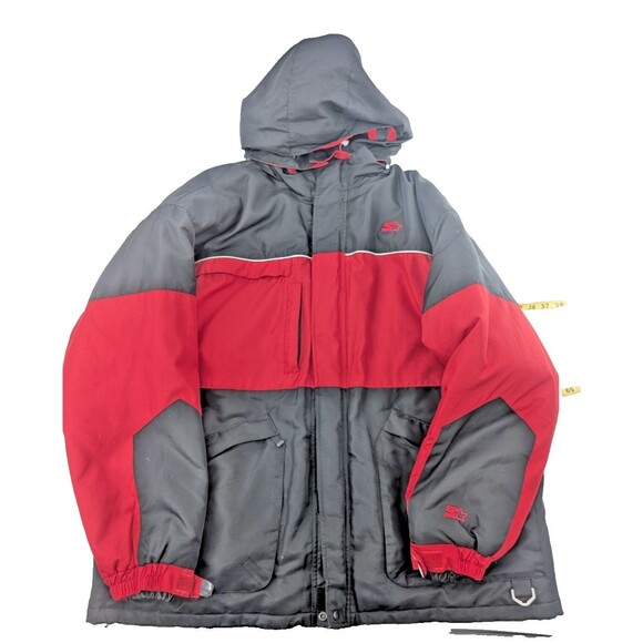 Starter Vintage Red Black Down Feather Puffer Ski Jacket Coat Size 2XL - Picture 1 of 14